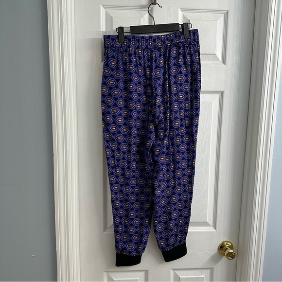 Kate Spade Saturday Pants Jogger Lounge Casual Purple Patterned Silk Extra Small - Picture 4 of 6